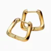 Aretes Huggies De Plata Cuadro Entrelazado