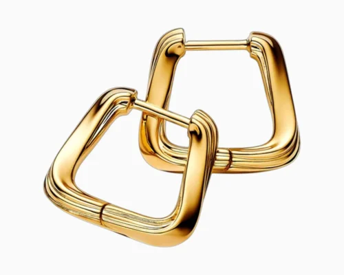 Aretes Huggies De Plata Cuadro Entrelazado