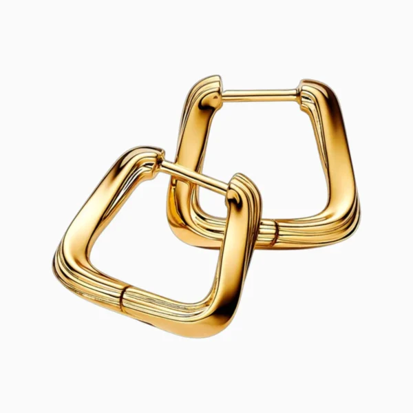 Aretes Huggies De Plata Cuadro Entrelazado