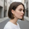 Aretes Huggies De Plata Cuadro Entrelazado