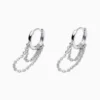 Aretes Huggies De Plata Doble Cadena