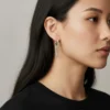 Aretes Huggies De Plata Doble Cadena