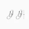 Aretes Huggies De Plata Doble Cadena