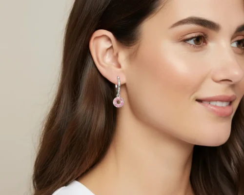 Aretes Huggies De Plata Dona Glaseada