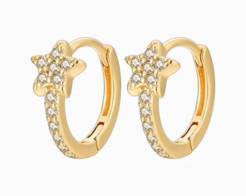 Aretes Huggies De Plata Estrella Brillante