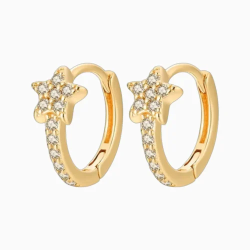 Aretes Huggies De Plata Estrella Brillante