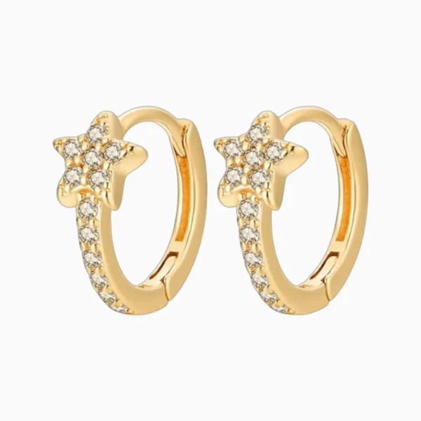 Aretes Huggies De Plata Estrella Brillante