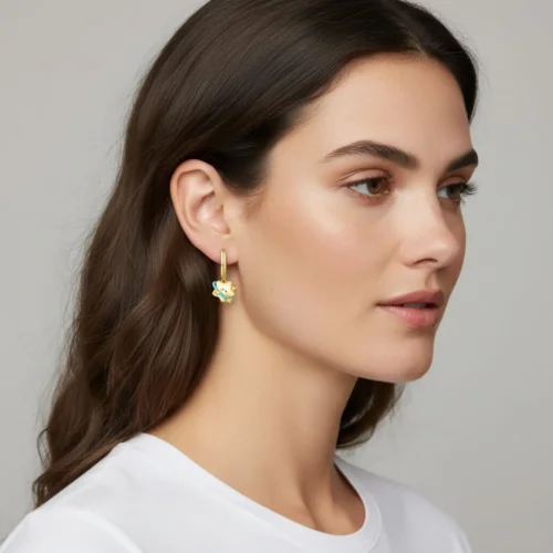 Aretes Huggies De Plata Estrella Feliz
