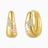 Aretes Huggies De Plata Estrellas Brillantes