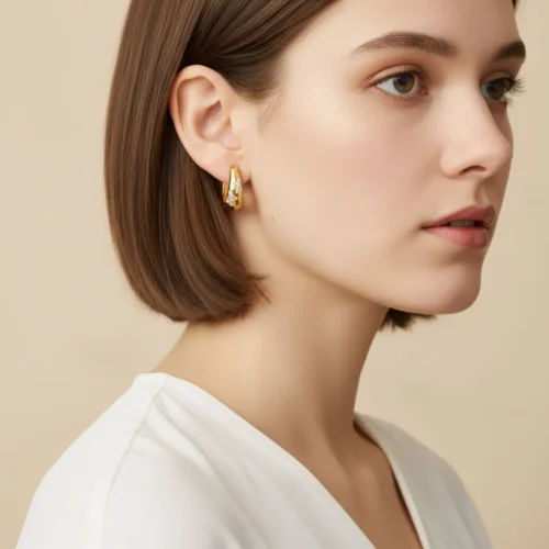 Aretes Huggies De Plata Estrellas Brillantes
