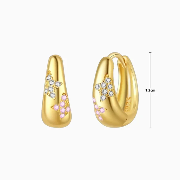 Aretes Huggies De Plata Estrellas Brillantes