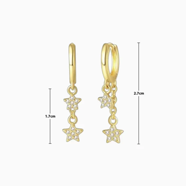 Aretes Huggies De Plata Estrellas Doradas Aretes Huggies De Plata Estrellas Doradas
