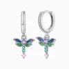 Aretes Huggies De Plata Libelula Brillante
