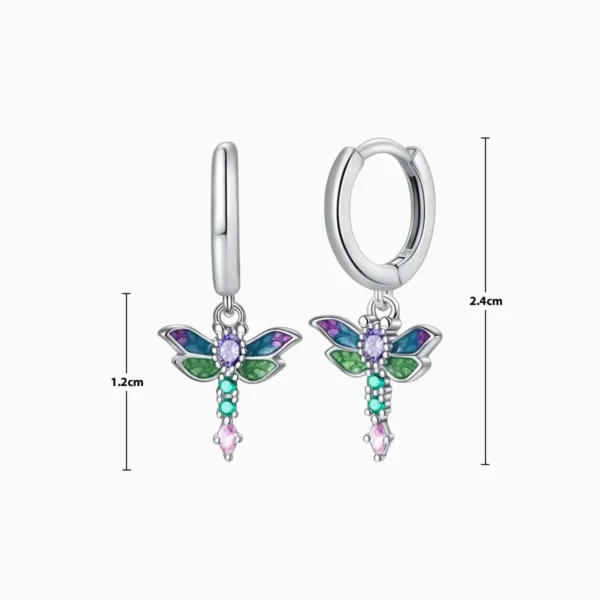 Aretes Huggies De Plata Libelula Brillante
