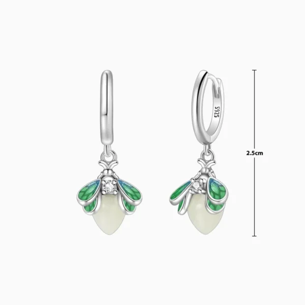 Aretes Huggies De Plata Luciernaga Fluorescente Aretes Huggies De Plata Luciernaga Fluorescente