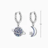 Aretes Huggies De Plata Luna y Planeta