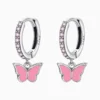 Aretes Huggies De Plata Mariposa Rosa Aretes Huggies De Plata Mariposa Rosa