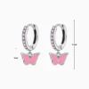 Aretes Huggies De Plata Mariposa Rosa Aretes Huggies De Plata Mariposa Rosa