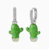 Aretes Huggies De Plata Nopal Verde Aretes Huggies De Plata Nopal Verde