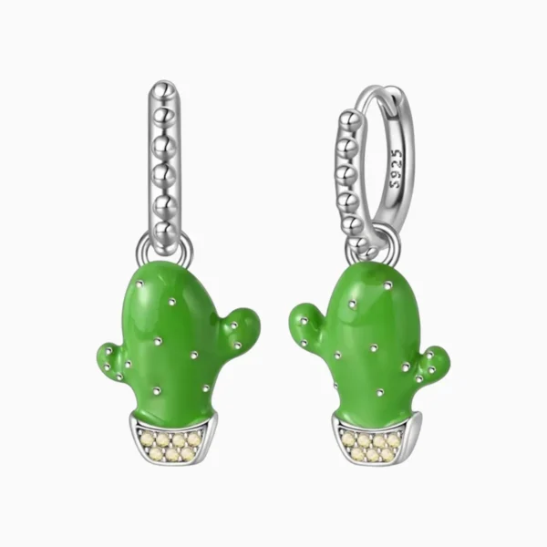 Aretes Huggies De Plata Nopal Verde Aretes Huggies De Plata Nopal Verde