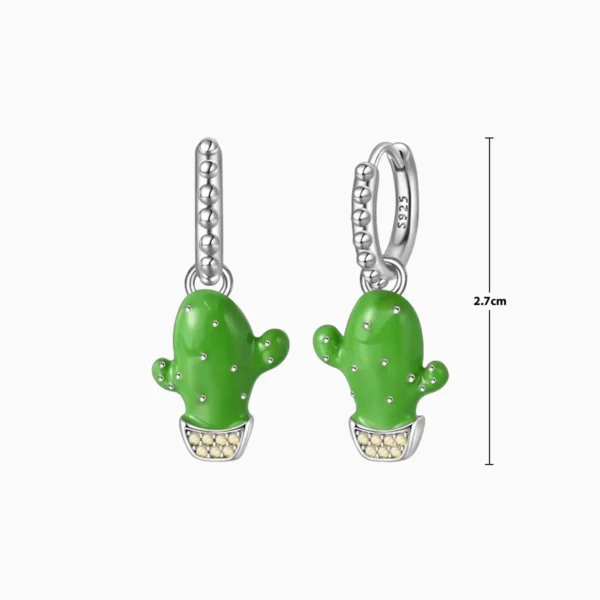 Aretes Huggies De Plata Nopal Verde Aretes Huggies De Plata Nopal Verde