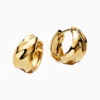 Aretes Huggies De Plata Ondas Dorado