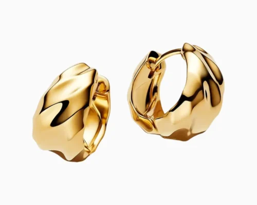 Aretes Huggies De Plata Ondas Dorado