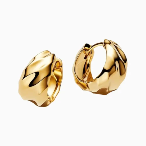 Aretes Huggies De Plata Ondas Dorado