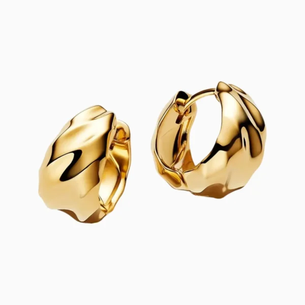 Aretes Huggies De Plata Ondas Dorado
