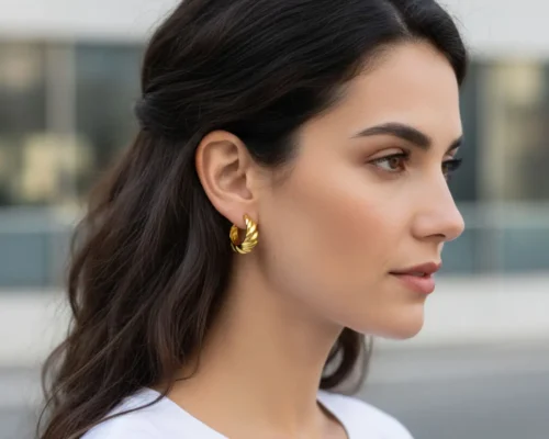 Aretes Huggies De Plata Ondas Dorado