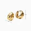 Aretes Huggies De Plata Ondas Dorado
