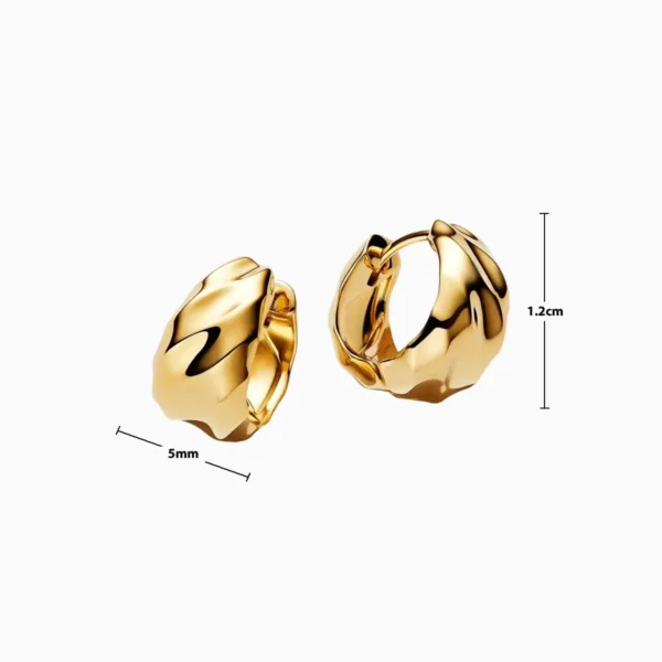 Aretes Huggies De Plata Ondas Dorado