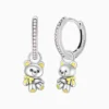 Aretes Huggies De Plata Oso De Peluche