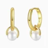 Aretes Huggies De Plata Perla Blanca