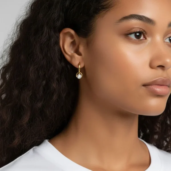 Aretes Huggies De Plata Perla Blanca