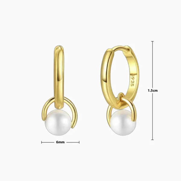 Aretes Huggies De Plata Perla Blanca