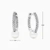 Aretes Huggies De Plata Perla Brillante