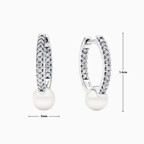 Aretes Huggies De Plata Perla Brillante