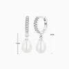 Aretes Huggies De Plata Perla Colgante Aretes Huggies De Plata Perla Colgante