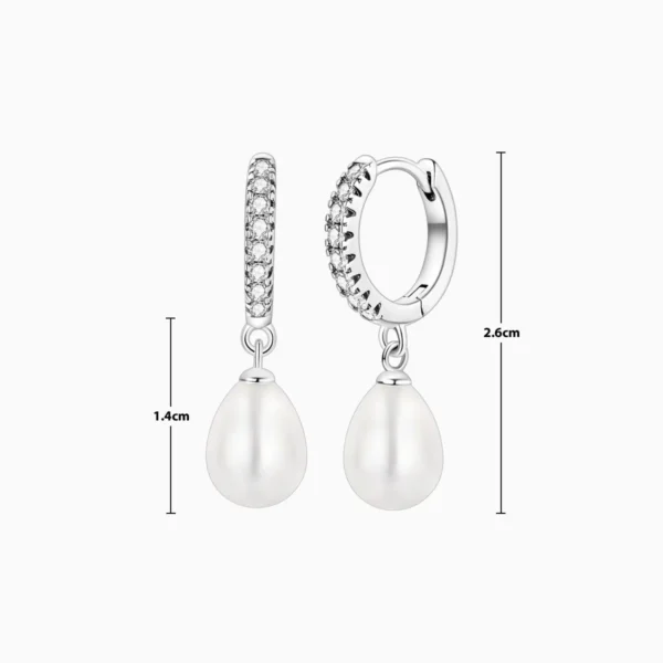 Aretes Huggies De Plata Perla Colgante Aretes Huggies De Plata Perla Colgante