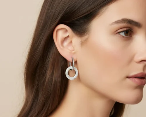 Aretes Huggies De Plata Triple Fila