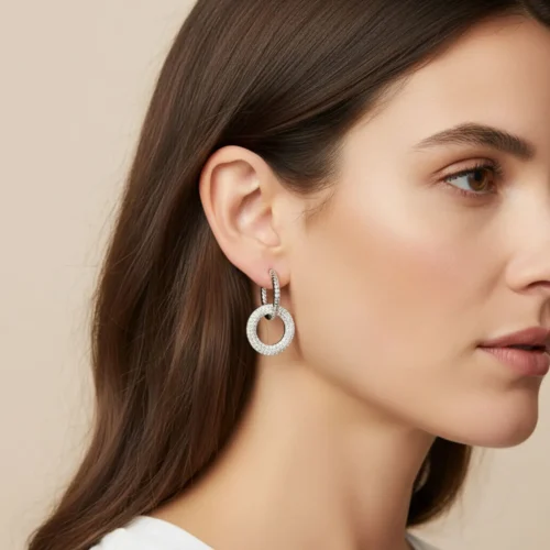 Aretes Huggies De Plata Triple Fila