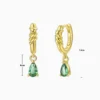 Aretes Huggies De Plata Verde Brillante