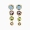 Aretes Largos De Oro Botones De Color Aretes Largos De Oro Botones De Color