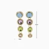 Aretes Largos De Oro Botones De Color Aretes Largos De Oro Botones De Color