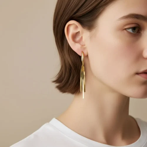 Aretes Largos De Oro Cola De Raton