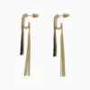 Aretes Largos De Oro Cola De Ratón Negro Aretes Largos De Oro Cola De Ratón Negro