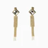 Aretes Largos De Oro Colgantes Brillantes