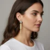 Aretes Largos De Oro Colgantes Brillantes