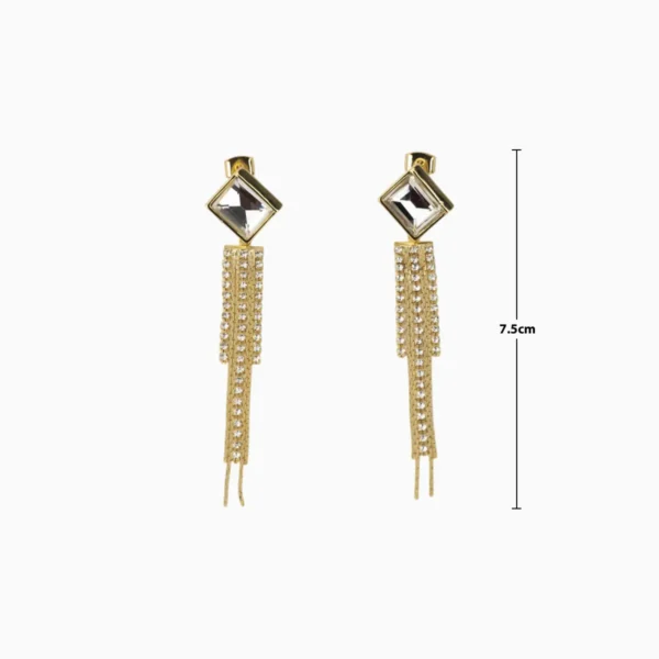 Aretes Largos De Oro Colgantes Brillantes